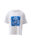 Stevie Slouchy Tee, WHITE/PALM SCARF PRINT - alternate image 2