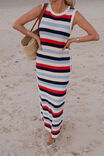 Textured Multi Stripe Knit Midi Dress, HERITAGE RED STRIPE - alternate image 1