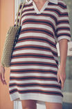 Textured Stripe Knit Dress, ECRU/PHANTOM COFFEE STRIPE - alternate image 3