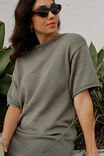 Short Sleeve Boxy Knit Dress, MOSS GREEN - alternate image 3