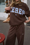 Isla Oversized Slouchy Crew, BRUNETTE BROWN BUFF SKY BLUE HERITAGE LOGO - alternate image 4