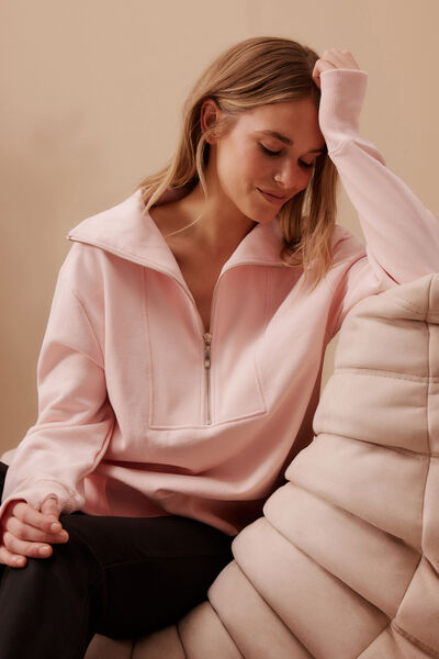 Isabella Half Zip Sweat, SHELL PINK