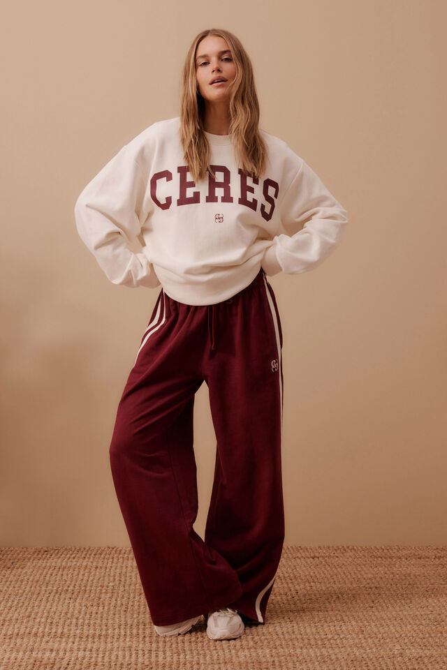 Isla Oversized Slouchy Crew, WINTER WHITE HERITAGE LOGO
