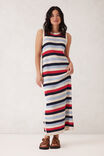 Textured Multi Stripe Knit Midi Dress, HERITAGE RED STRIPE - alternate image 1