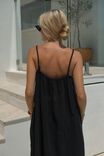 Doublecloth Strappy Midi Dress In Organic Cotton, BLACK - alternate image 3