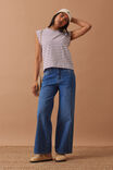 Extended Shoulder Tee, WHITE/POMEGRANATE STRIPE - alternate image 4