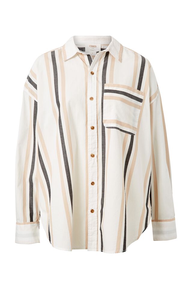 Oversized Poplin Shirt, WHITE STRING STRIPE ORGANIC COTTON