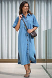 Ava Short Sleeve Midi Dress, VINTAGE BLUE - alternate image 3