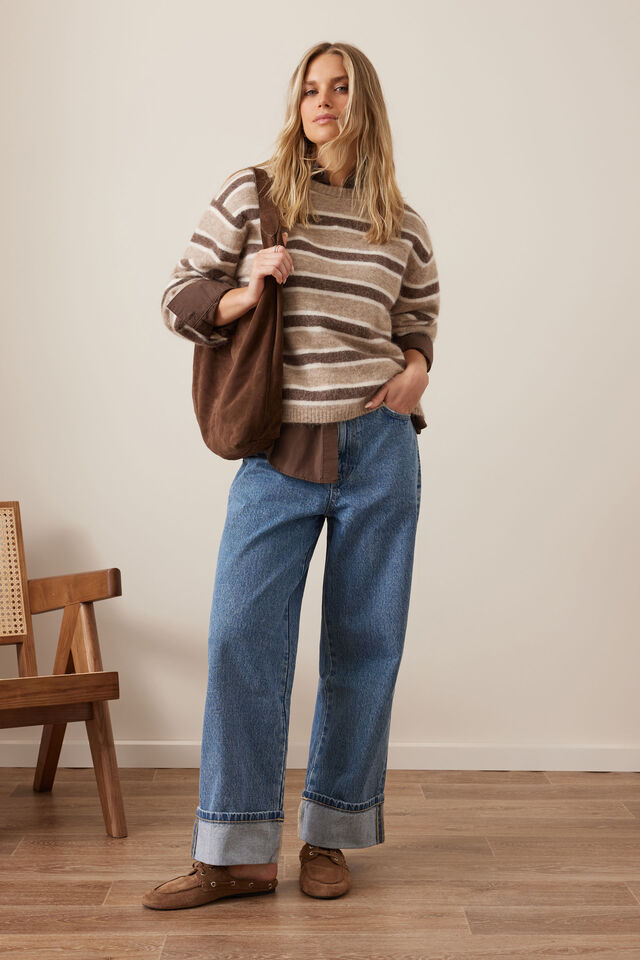 Loose Cuff Jean, WORN BLUE