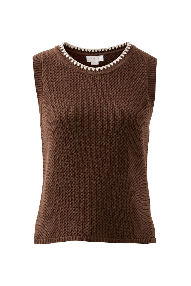 April Knit Tank, CHOCOLATE