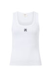 Zoe Contour Rib Scoop Tank, WHITE/BLACK MONOGRAM EMBROIDERY - alternate image 2