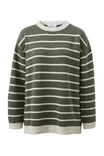Relaxed Crew Tunic, SOFT OLIVE/ECRU STRIPE - alternate image 2