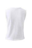Lyla Button Through Rib Tank, WHITE - example image 3