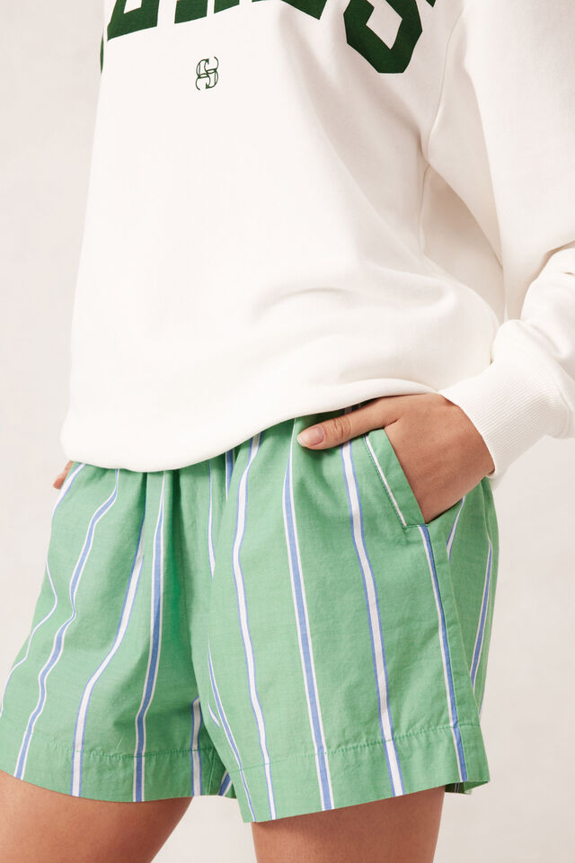 Mila Short, GRASS GREEN AND OXFORD BLUE STRIPE