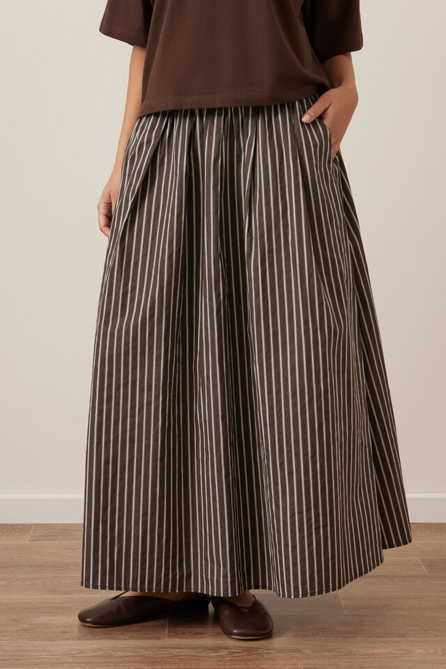 Florence Maxi Skirt, CHOCOLATE WHITE STRIPE