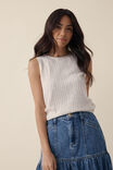 Cable Soft Knit Tank, OATMEAL MARLE - alternate image 4