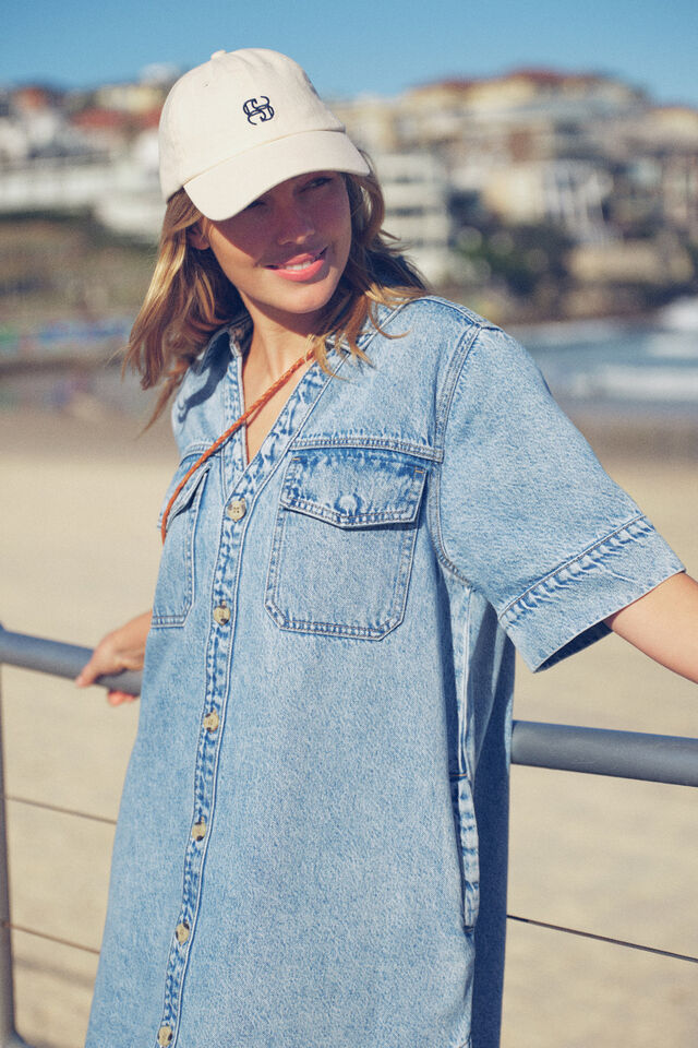 Relaxed Shirt Dress, VINTAGE BLUE