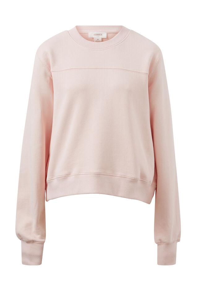 Seamed Fleece Top, SHELL PINK