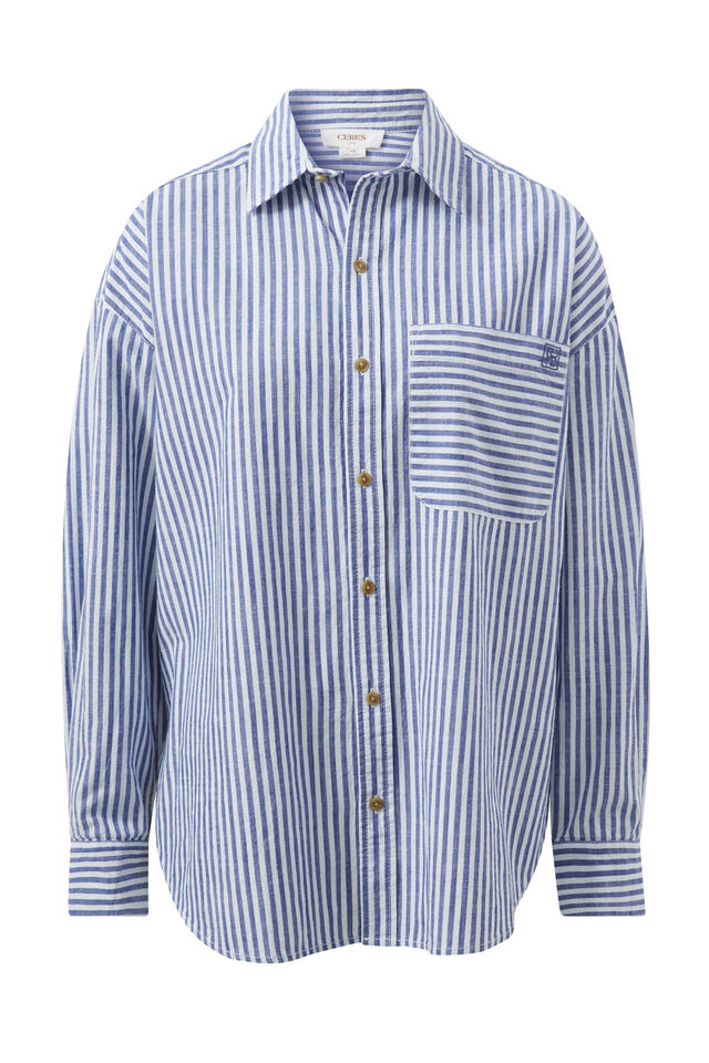 Peta Oversized Shirt, CLASSIC BLUE WHITE STRIPE