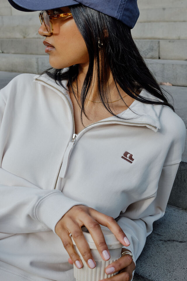 Lonny Oversized Half Zip Sweat, BUFF