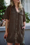 Side Pocket Boxy Dress, DEEP OLIVE - alternate image 3