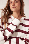 Cropped Slouchy Crew, BURGUNDY STRIPE - alternate image 5