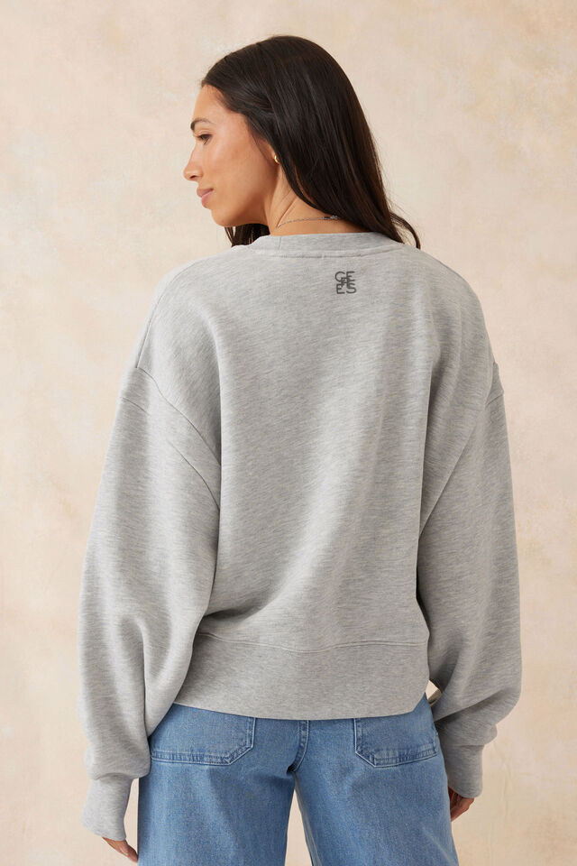 Cropped Slouchy Crew, GREY MARLE