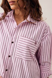 Peta Oversized Shirt, SUNFADED PINK STRIPE - example image 4