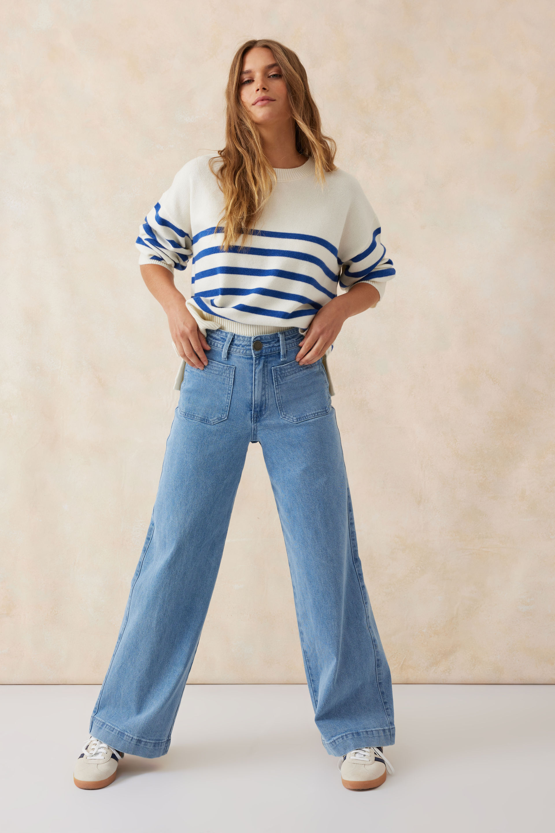 Wide Leg Patch Pocket Jean