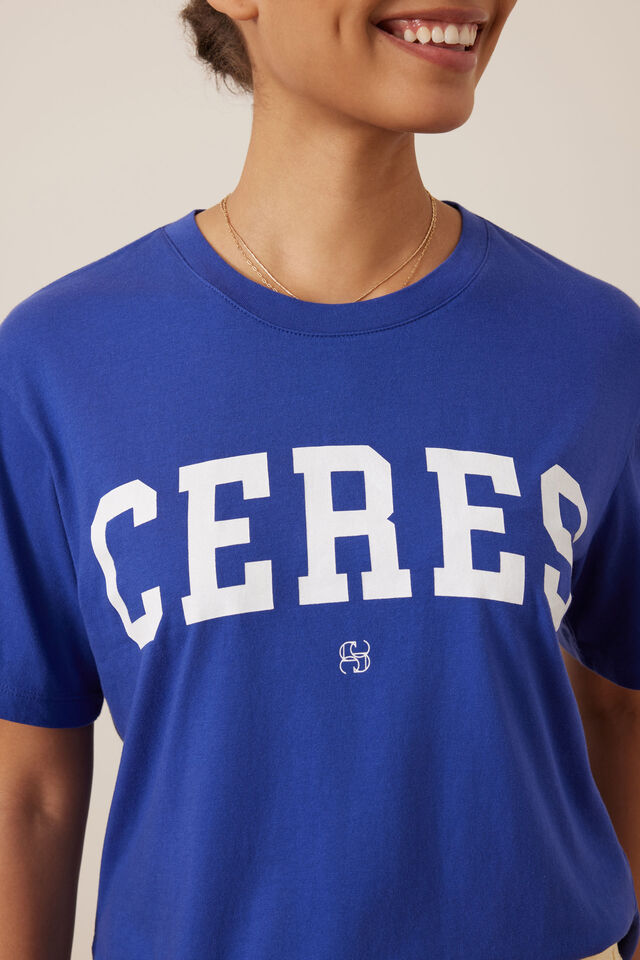Stevie Slouchy Tee, POLO BLUE/MARSHMALLOW VARSITY