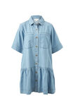 Short Sleeve Tiered Pocket Shirt Dress, VINTAGE BLUE PINSTRIPE - alternate image 2