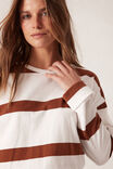 Slouchy Long Sleeve  Tee, VANILLA/TOBACCO BOLD STRIPE - alternate image 4