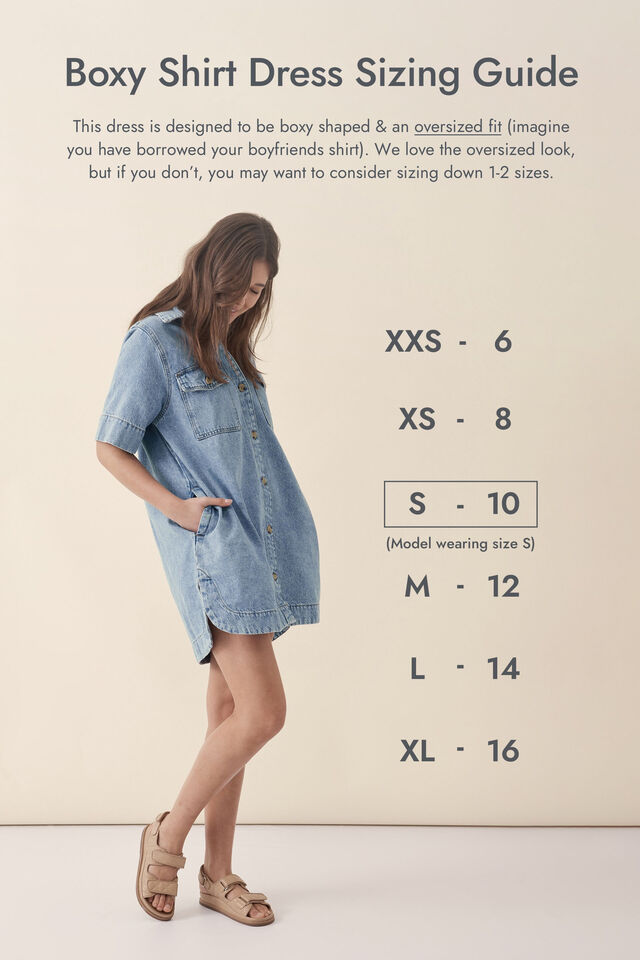 Boxy Shirt Dress, VINTAGE BLUE DENIM