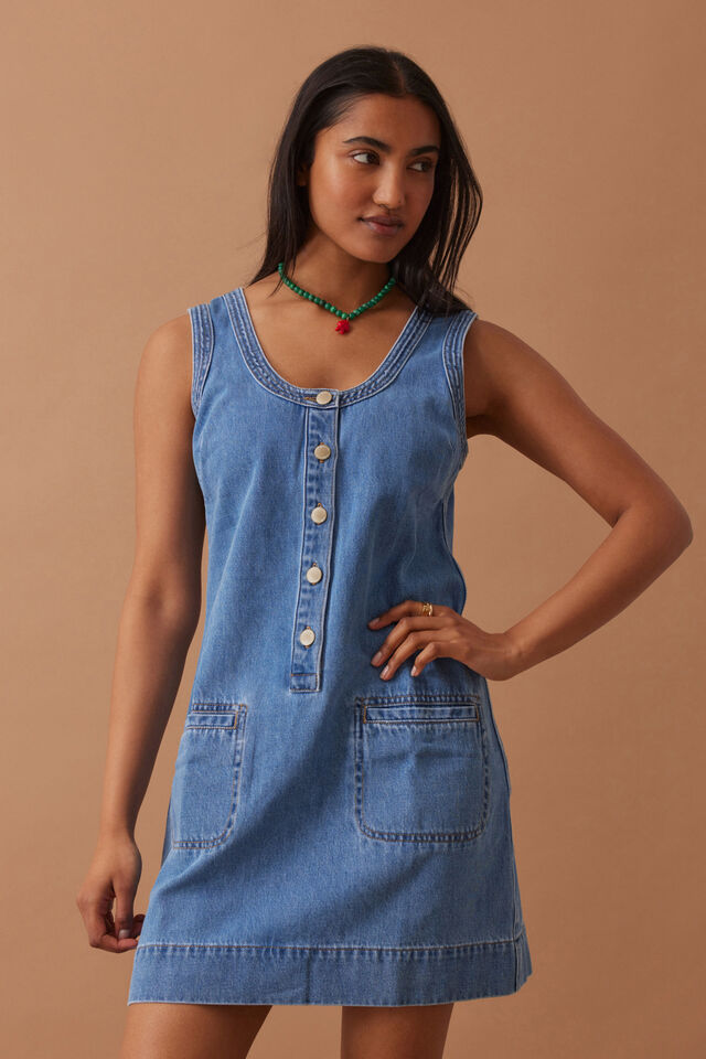Sunny Denim Tank Dress, VINTAGE BLUE