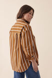 Oversized Poplin Shirt, NUTMEG/WARM WHITE STRIPE - alternate image 3