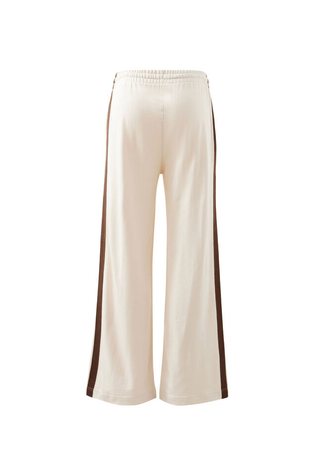 Gigi Wide Leg Terry Trackpant, BUFF CHOCOLATE SIDE STRIPE