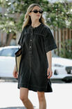 Half Placket Tunic Dress, WASHED BLACK TWILL - alternate image 1