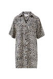 Boxy Shirt Dress, LEOPARD LINEN BLEND - alternate image 2