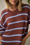 Lila Oversized Knit Crew, BURNT TOFFEE STRIPE - alternate image 7