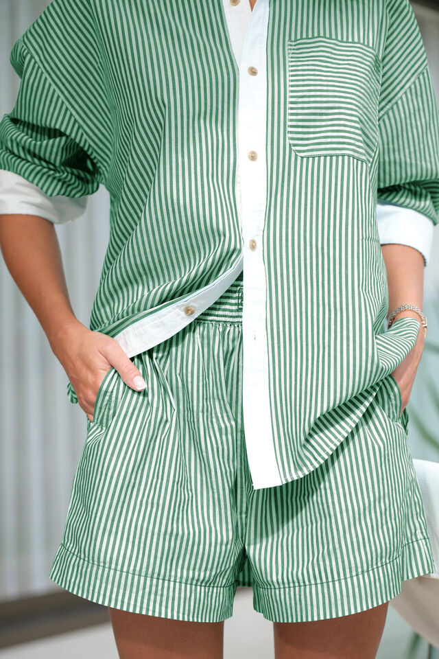 Mila Short, KELLY GREEN WHITE STRIPE