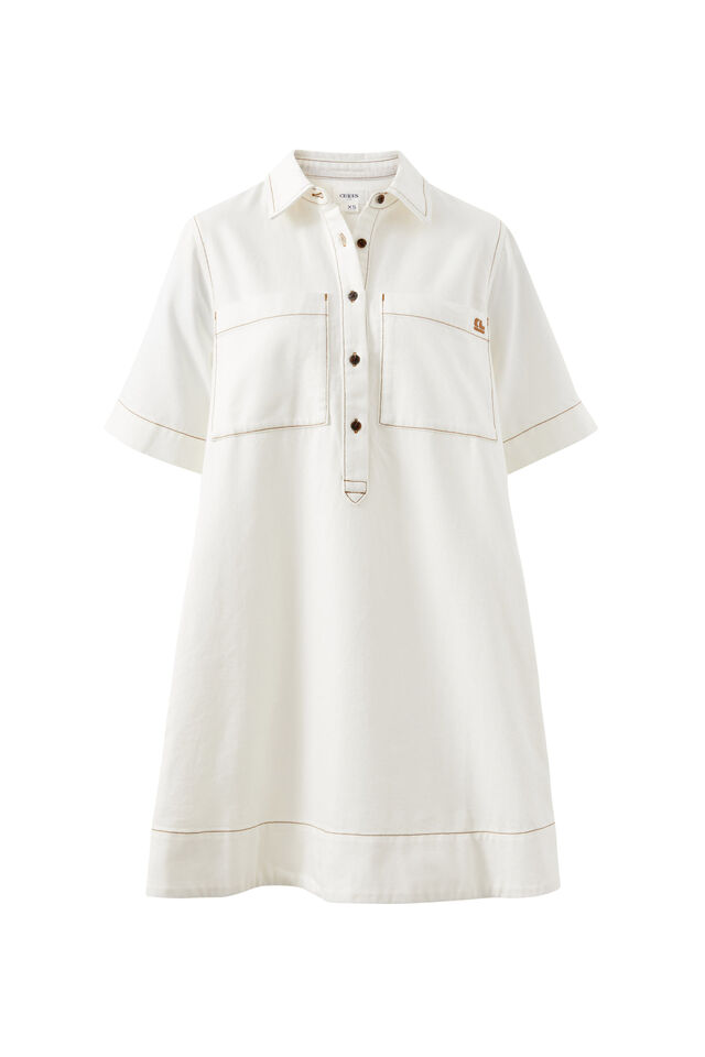 Milly Short Sleeve Mini Dress, FRESH ECRU