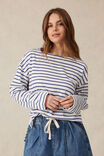 Slouchy Long Sleeve Boat Neck Tee, COLLEGE BLUE STRIPE - alternate image 6