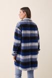 Relaxed Mid Length Coat In Wool Blend, OMBRE CHECK WHITE BLUE - alternate image 4