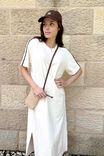 Charlotte Midi Terry Dress, WINTER WHITE SIDE STRIPE - alternate image 1