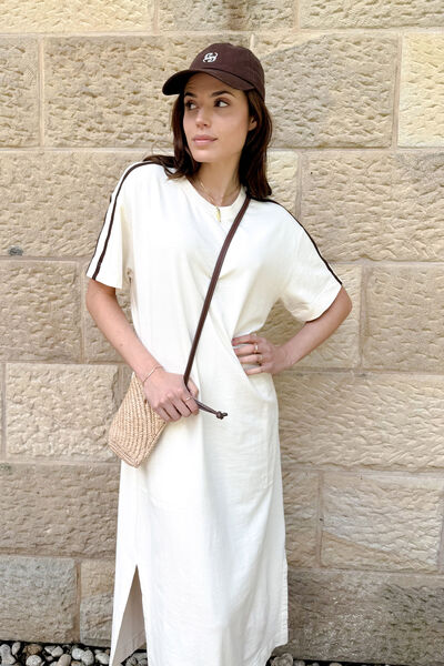 Charlotte Midi Terry Dress, WINTER WHITE SIDE STRIPE