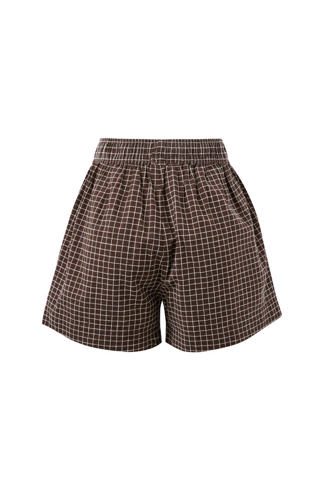 Mila Short, TEXTURED CHOCOLATE CHECK