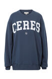 Isla Oversized Slouchy Crew, SMOKE BLUE HERITAGE LOGO - alternate image 2
