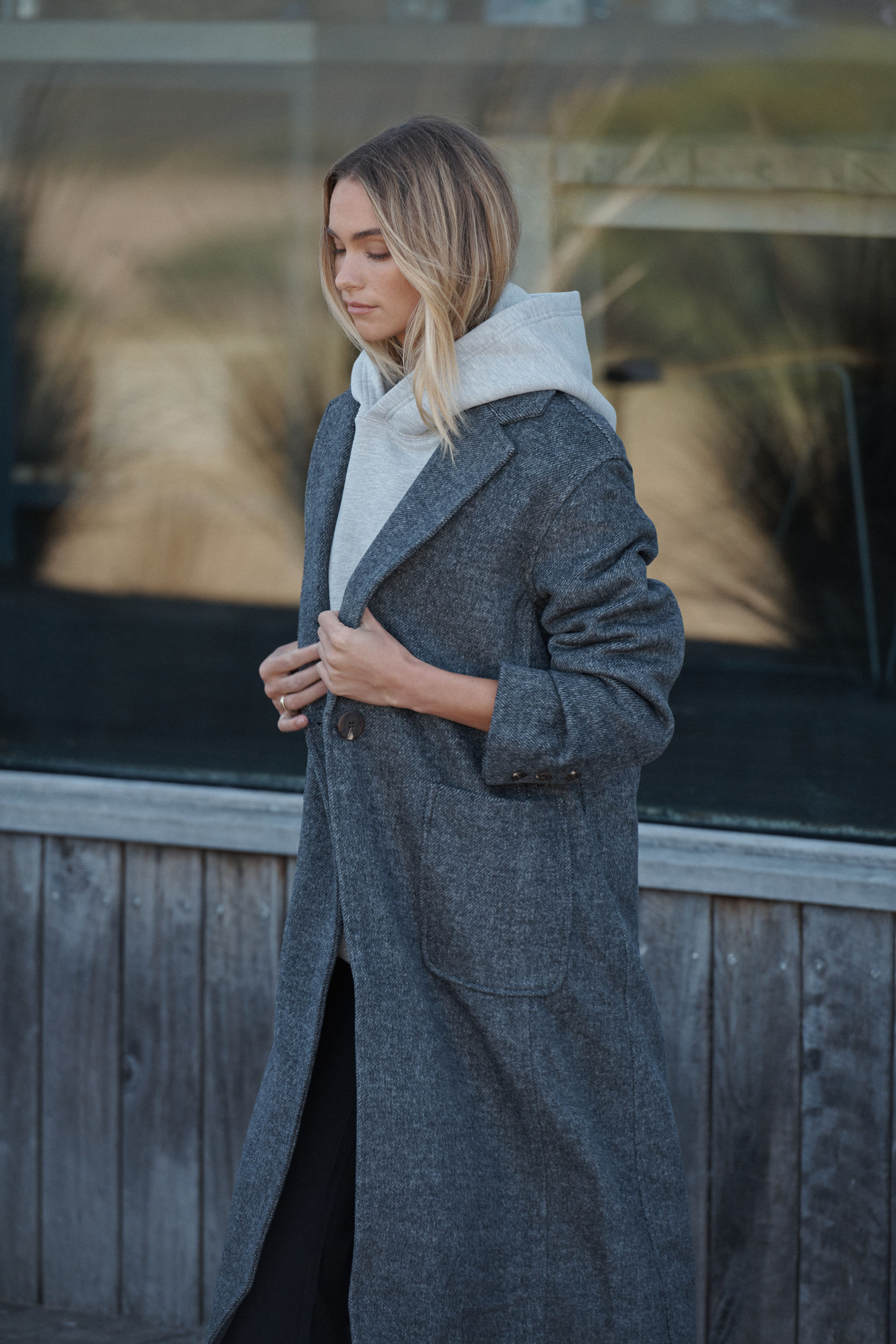 Longline grey coat shop