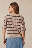 Short Sleeve Wavy Stripe Knit, STRING/PHANTOM STRIPE - alternate image 4