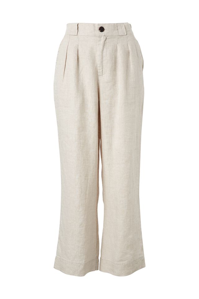 Linen Pleat Front Pant, NATURAL